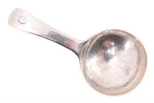 A George IV silver caddy spoon, having an engraved "C" monogram terminal, Joseph Willmore,