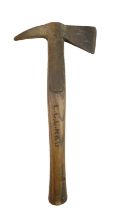 A vintage fire brigade or ARP hand axe, the shaft branded L.C.C. R&D