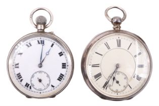 Two Victorian silver pocket watches, one its movement engraved 'Lancaster, United States', the