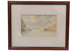 Aaron Edwin Penley (1806 - 1870) "Upper Lake of Llanberis In January", a soft, cloudy prospect of