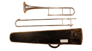 An early 20th Century silver plated tenor trombone by Besson and Co