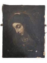 An 18th / 19th Century depiction of the Madonna, looking mournfully down, oil on canvas, unframed,