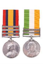 A Queen's South Africa Medal with three clasps together with a Kings South Africa Medal with two