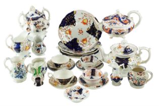 A Victorian Gaudy Welsh tea set, including jugs and plates, etc