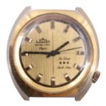 A 1970s JWB Grand Prix Super De Luxe wristwatch, having a brushed gilt face, baton hands and