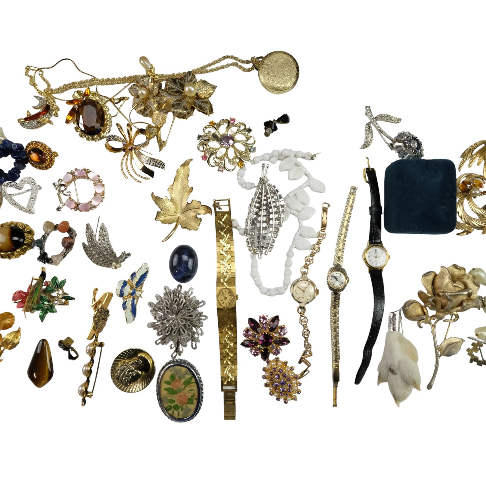 A quantity of vintage and later costume jewellery and watches together with a jewellery box and a - Image 3 of 3