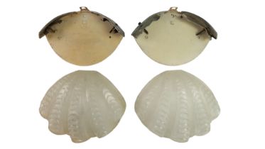 A pair of pressed glass shell form wall lights, circa 1930s - 1960s