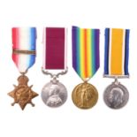 A 1914 Star with clasp, British War, Victory and Army Long Service and Good Conduct Medals to