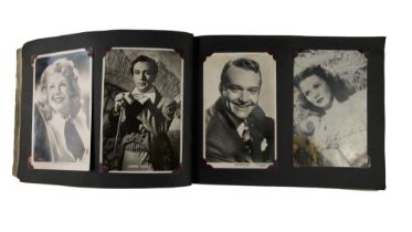 An album of vintage studio promotional portrait postcards and photographs depicting 1940s / 1950s