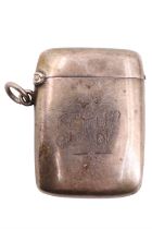 An early 20th Century silver fob vesta, bearing an engraved monogram 'JAW', Birmingham, 1901, 27