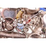 A quantity of silver and white metal jewellery, comprising finger rings, brooches, enamelled charm