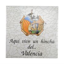 [ Spanish Football ] A ceramic wall tile "Here Lives a Fan of the Valencia", 15 x 15 cm