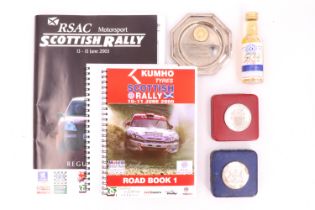 A Scottish Rally programme together with two Lombard RAC Rally commemorative medallions etc
