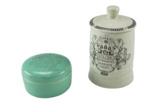 A Fortnum & Mason Traditional Potted Stilton ceramic jar together with a Fortnum's Relish pot,