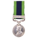 An India General Service Medal with Waziristan 1921-24 clasp to 3590549 Pte G Satterthwaite,