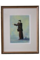 Alexander Millar (Scottish, contemporary) A study of a solitary, disheveled man with a beer bottle