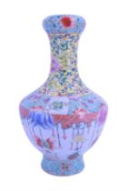 A Chinese famille rose shouldered baluster vase, 41 cm