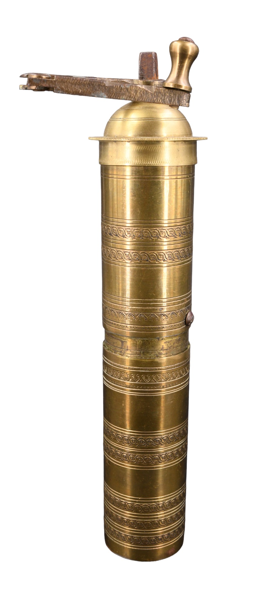 A Middle Eastern brass spice / coffee grinder, 26 cm - Image 2 of 3