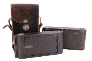 Two early 20th Century Kodak No 3A folding pocket film cameras, one cased