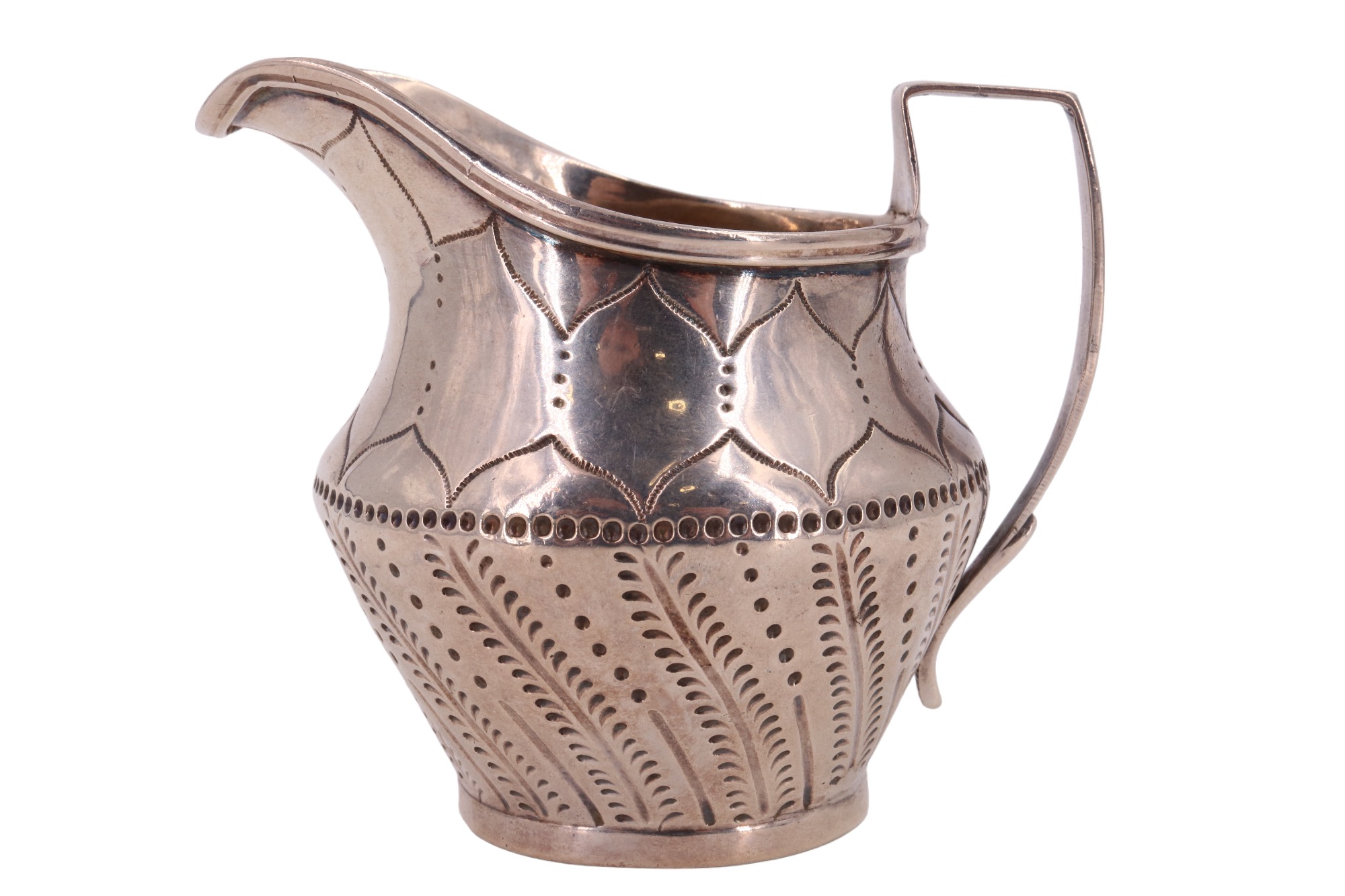 A Victorian silver cream jug, decorated with engraved stylized fern leaves, retailed by Hinks & - Image 2 of 4