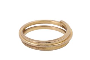 A 9 ct gold finger ring, comprising eccentrically coiled bands, London, 2004, 3.79 g, size P, 5.5 mm