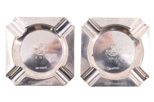 A pair of silver ashtrays, engraved "Presented by The Officers Light Infantry Depot, 29th August