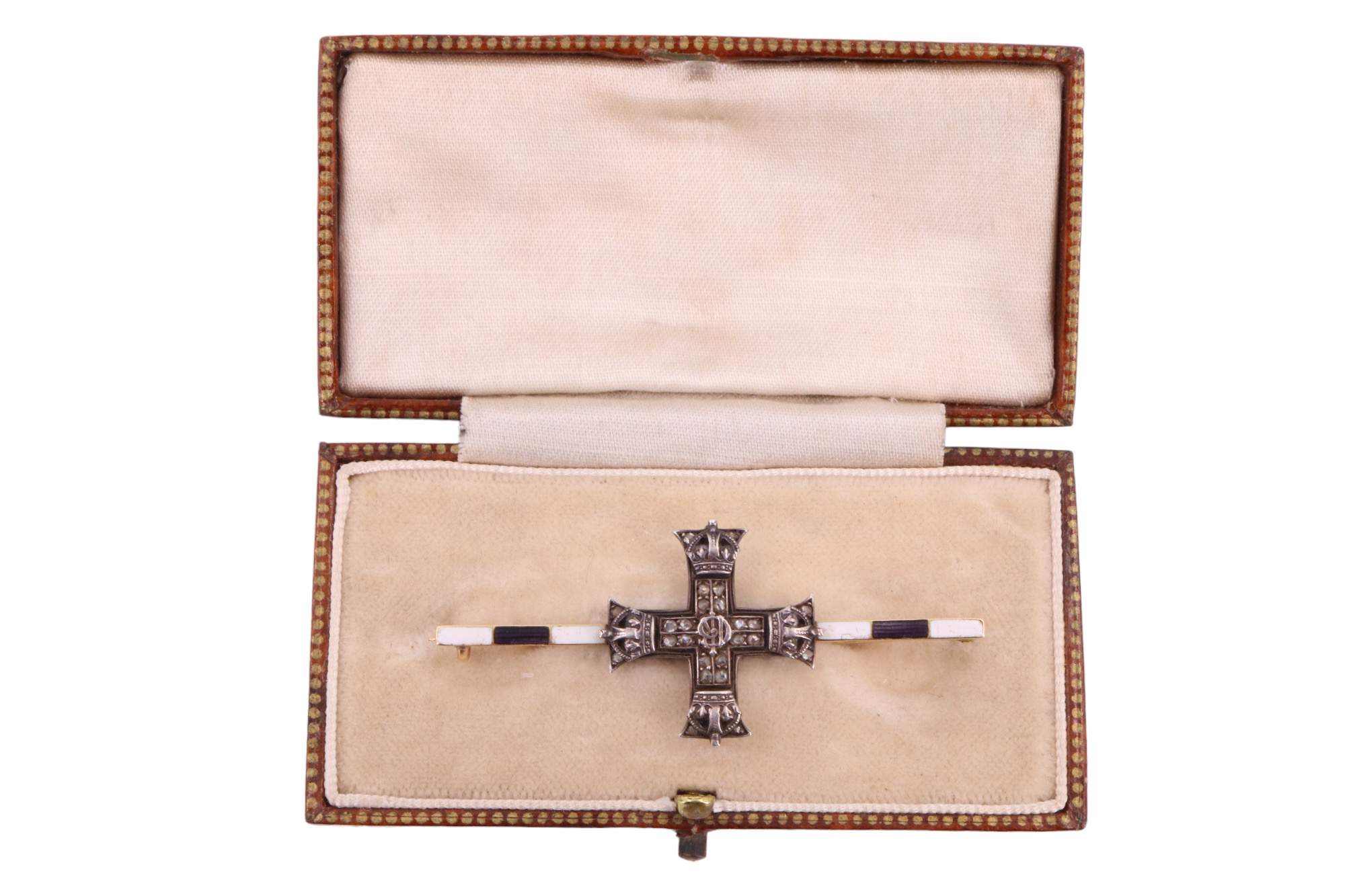 A Great War period enamelled and diamond set sweetheart brooch in the form of a miniature Military - Image 3 of 3