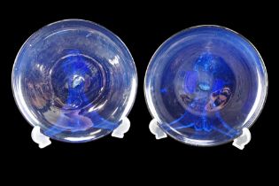 A pair of Victorian Bristol blue glass plates, 20.5 cm