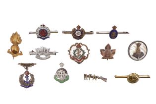Sundry Great War and later sweetheart brooches including an early RAMC enamelled example