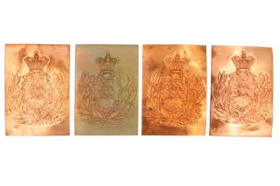 Four Duke of Lancaster's Yeomanry helmet plate stampings, 15 cm x 10.5 cm