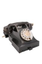 A mid-20th-Century Bakelite rotary telephone