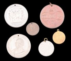 Six 19th Century commemorative medallions including two Sunday Schools centenary EPBM medallions,