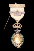 A Masonic Queen Victoria Golden Jubilee jewel with '13th June 1887' clasp for attendees of the Grand