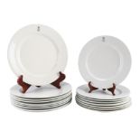 17 early 20th Century dinner and side plates, having a white body displaying Lord Lonsdale's cipher