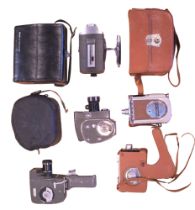 Five cine cameras, comprising a Bell & Howell Optronic Eye Super Eight, Rexina Zoom 8, Kodak Brownie