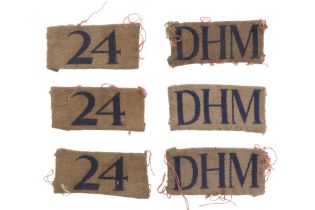 Three sets of Second World War 24th Battalion Durham Home Guard county / battalion badges