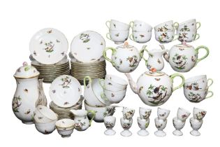 A quantity of early 20th Century Herend breakfast ware decorated in the 'Rothschild Birds'