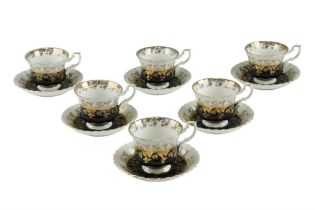 Six Royal Albert "Regal Series" cups and saucers