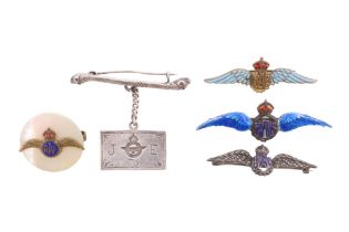 RAF sweetheart brooches, variously in white metal, enamelled, marcasite set etc