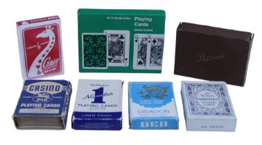 A quantity of vintage and later playing cards including Selected Patience Games by WD & HO Wills