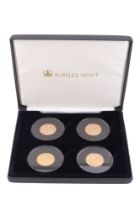 A cased set of four gold sovereigns, The Queen Elizabeth II Gold Sovereign Portrait Collection,