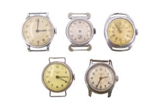 Five vintage military style and other wristwatches including a Radley "Services", a "Services