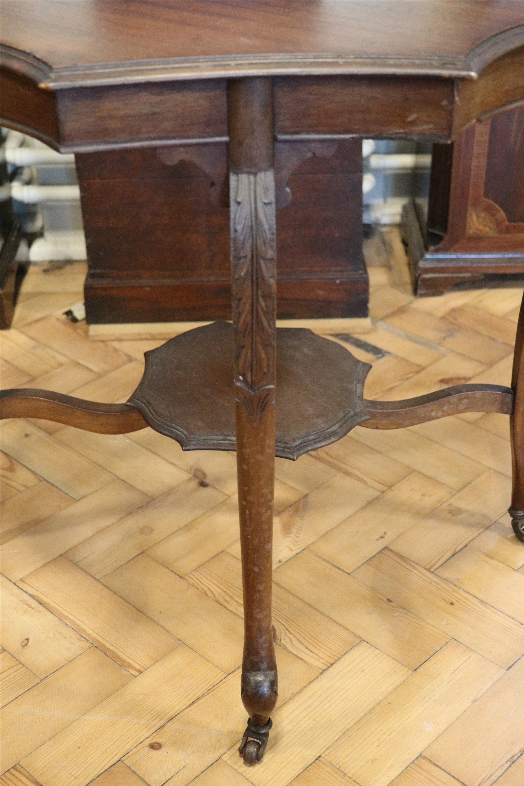 A late 19th / early 20 Century mahogany occasional table, having acanthus hipped planar cabriole - Image 2 of 2