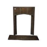 An early 20th Century Arts and Crafts brass hearth / mantelpiece insert, 63 x 87 cm