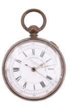 A gilt stainless-steel "Celebrated Chronograph" pocket watch, having a key wound movement, Roman