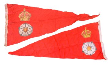 Two early 20th Century Yorkshire Yacht Club multi piece cotton pennants by Lane & Neeve, London,