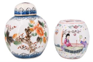Two oriental ginger jars, 16 cm tallest