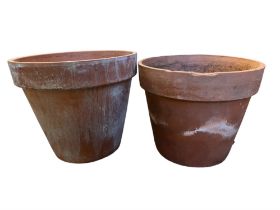 Two large terracotta garden planters, larger 39 x 34 cm