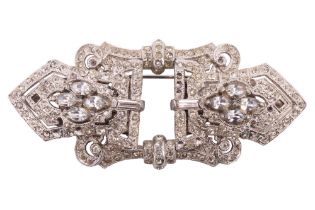 A vintage Art Deco costume double clip brooch, patent 1852188, circa 1930s
