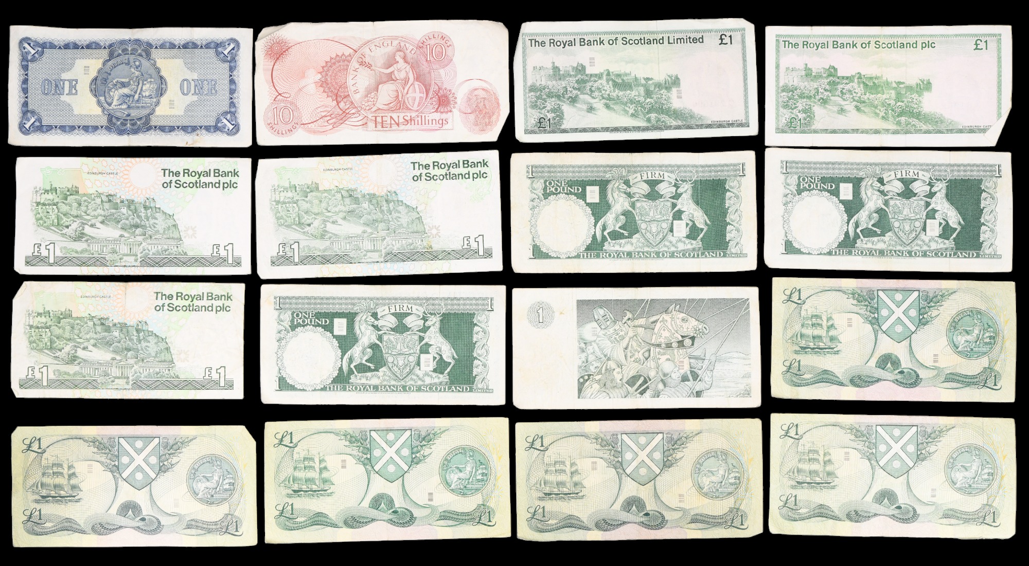 A quantity of one pound banknotes, comprising a Linen Bank note dated 1969, eight Royal Bank of - Image 2 of 2